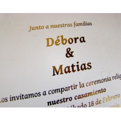 Tarjeta de Casamiento  Dorado, Plata o Negro